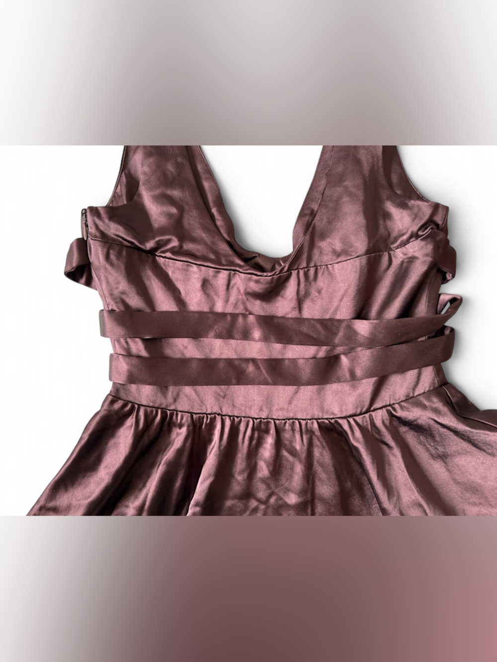 House of CB Shiema Rich Brown Mini Dress Women’s - Size Medium Long - Picture 10 of 13